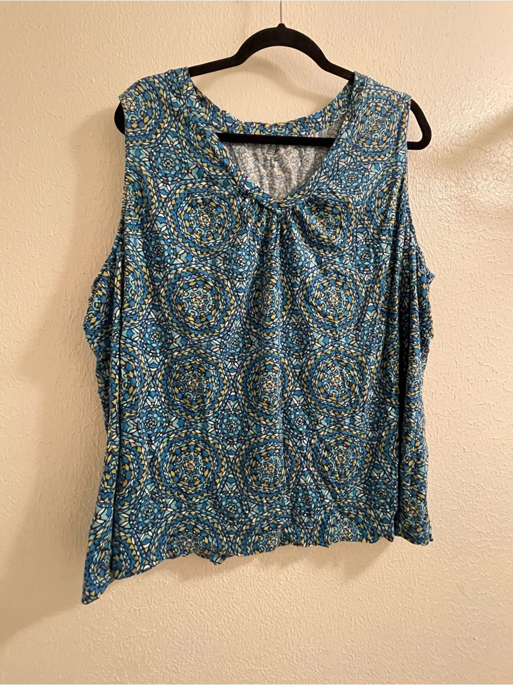 Apt 9 Essentials Blue Patterned Sleeveless Tank Top 3X A4
